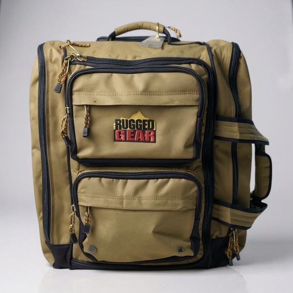 🧳 Rugged Gear Convertible Rolling Duffel Backpack – Tan Travel Bag 🎒🛞 - Picture 1 of 11